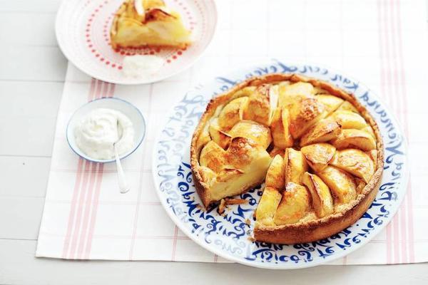 rich apple pie with food