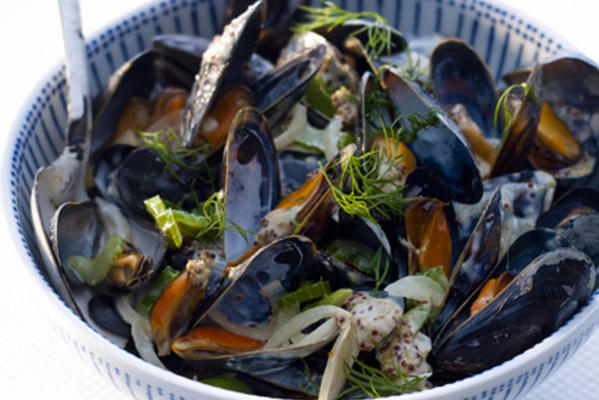 creamy mussels with dill