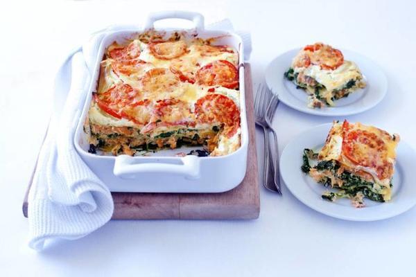 lasagne with ricotta, spinach and smoked salmon