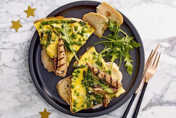 vegetable omelet with grilled mackerel