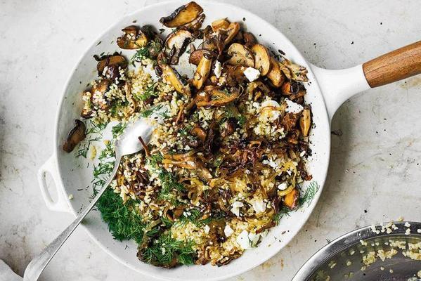bulgur with mushrooms and feta from yotam ottolenghi