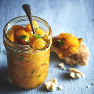 pumpkin chutney with curry, coconut and coriander