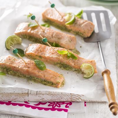 stuffed salmon with mint and lime