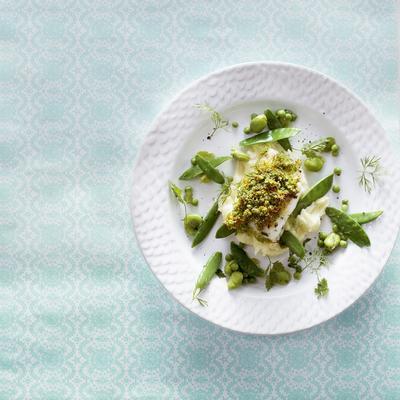 cod fillet with citrus herb crust and legumes