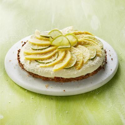 mango cake with coconut and lime