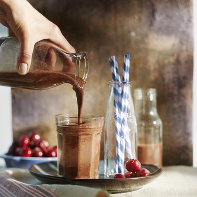 breakfast smoothie with chocolate and cherries