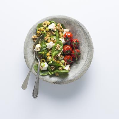 chickpea salad with grilled feta