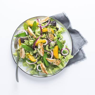 salad with roasted chicken and citrus-chilidressing
