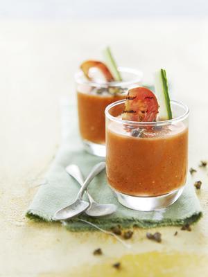 gazpacho of grilled tomato with crispy capers