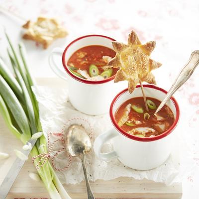 peppers gazpacho with chicken and spring onion