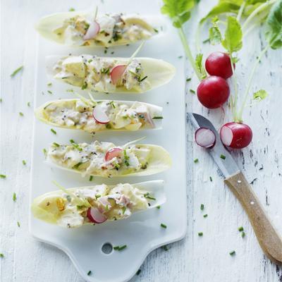 chicory trays with egg salad