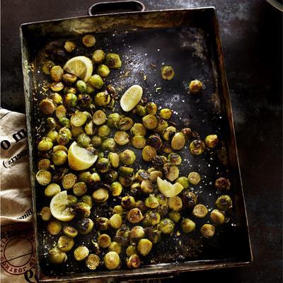 roasted sprouts with ginger and lemon