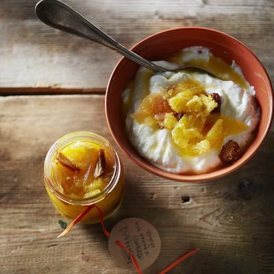 orange compote with honey and dates