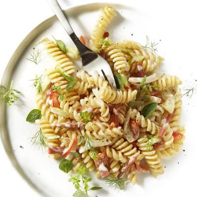 fusilli with fennel and salami