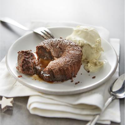 lava cakes with salted caramel