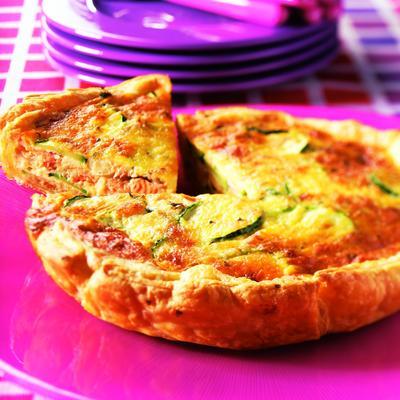salmon pie with zucchini and cheese