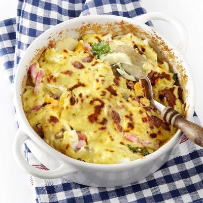 chicory dish with ham and egg