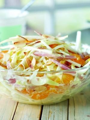 chicory salad with mandarin and cottage cheese dressing