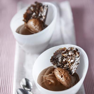 chocolate mousse with nut chip