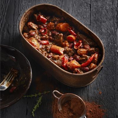 spicy stew with kidney beans and cocoa