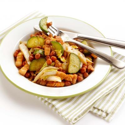 chilli dish with cucumber and cabbage