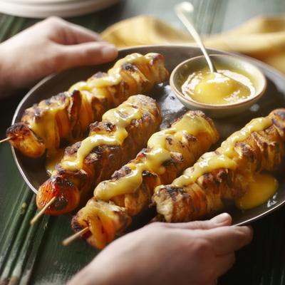 chicken kebab with apricot and mango