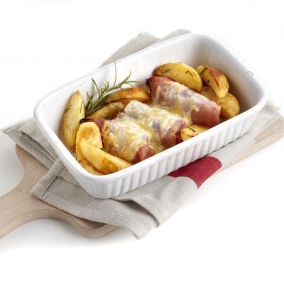 stuffed ham rolls with rosemary potatoes
