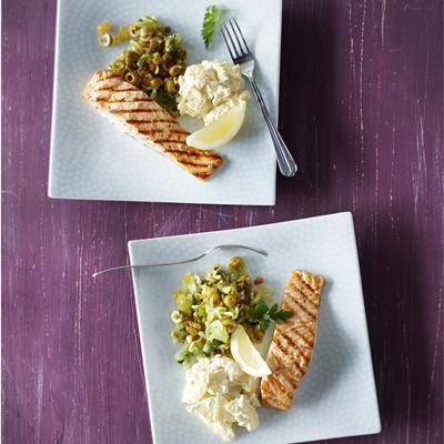 grilled salmon with olives celery salsa