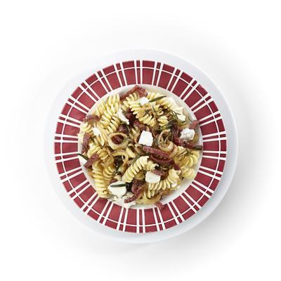 fusilli with salami and mozzarella