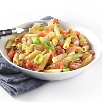 pasta with bacon and leek