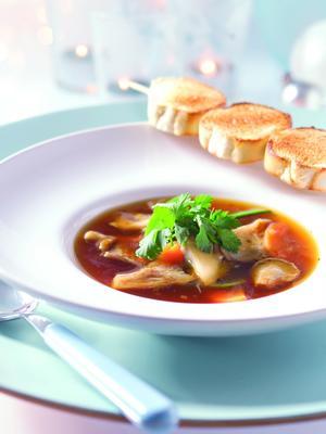 clear soup with oyster mushrooms