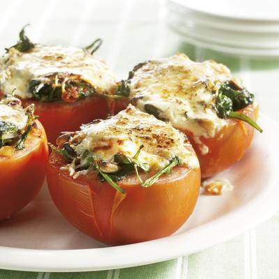 stuffed tomatoes with spinach and cheese