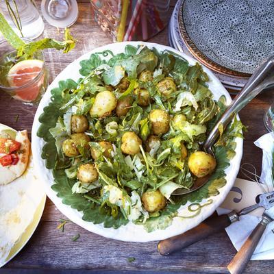 potato salad with celery, capers and orange dressing