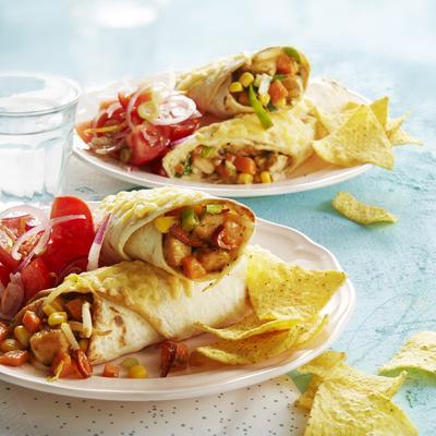 chicken wraps with corn and cheese