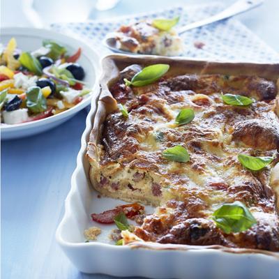 savory pie with fresh pepper salad
