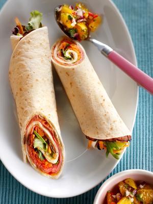 wrap with roast beef and orange salsa