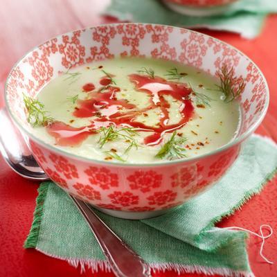 fennel soup with beet oil