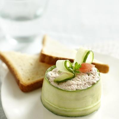 timbaaltjes of tuna and cucumber
