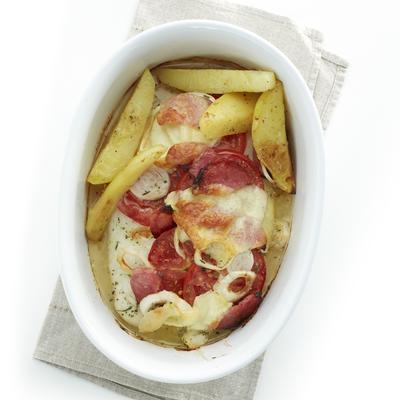 tilapia with tomato and salami