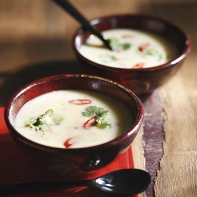 Thai chicken soup with coconut and coriander