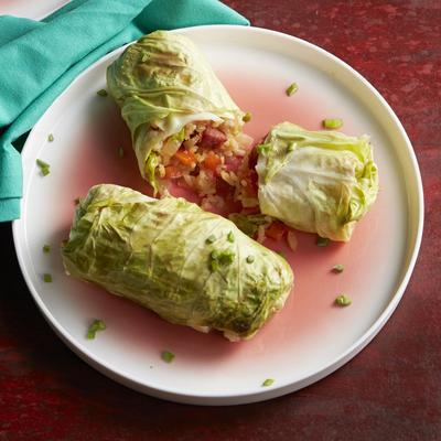 cabbage packets with chorizo ​​pepper rice