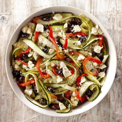 salad of marinated zucchini and roasted peppers