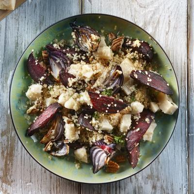 quinoa with roasted beetroot and pecan nuts
