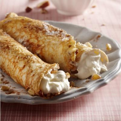 nut pancake with biscuits and cream filling