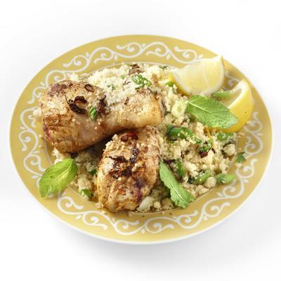 chicken with couscous, lemon and mint