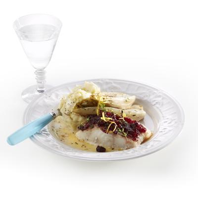 cod with cranberry thyme topping