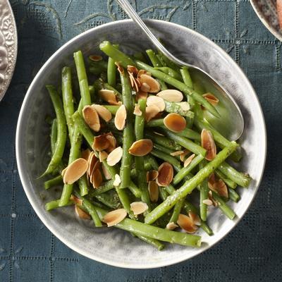 haricots verts with pesto butter and almond