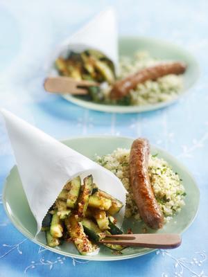 zucchini fries with herb couscous