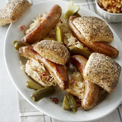 meal rolls with sauerkraut and sausage