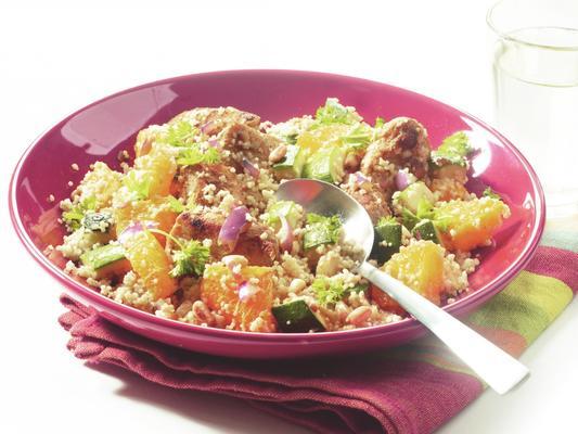 lukewarm couscous with chicken and orange